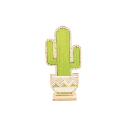 cactus bois sur base gm 12.5x4x26.5cm