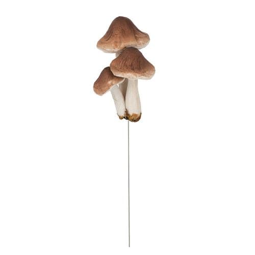 3 champignons brun blanc sur tige 8 cm