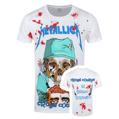 Metallica T-Shirt Crash Course In Brain Surgery Homme Blanc