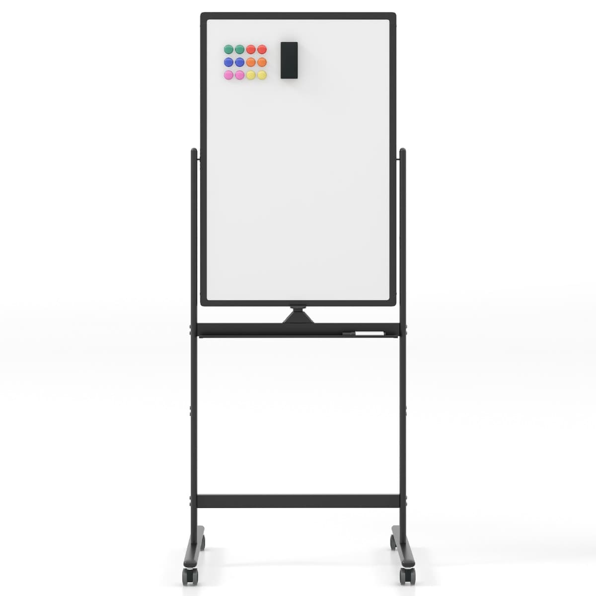 Tableau Blanc Mobile Magnétique Double Face 60 x 90 cm Tableau Réversible Effaçable à Sec Hauteur Ré