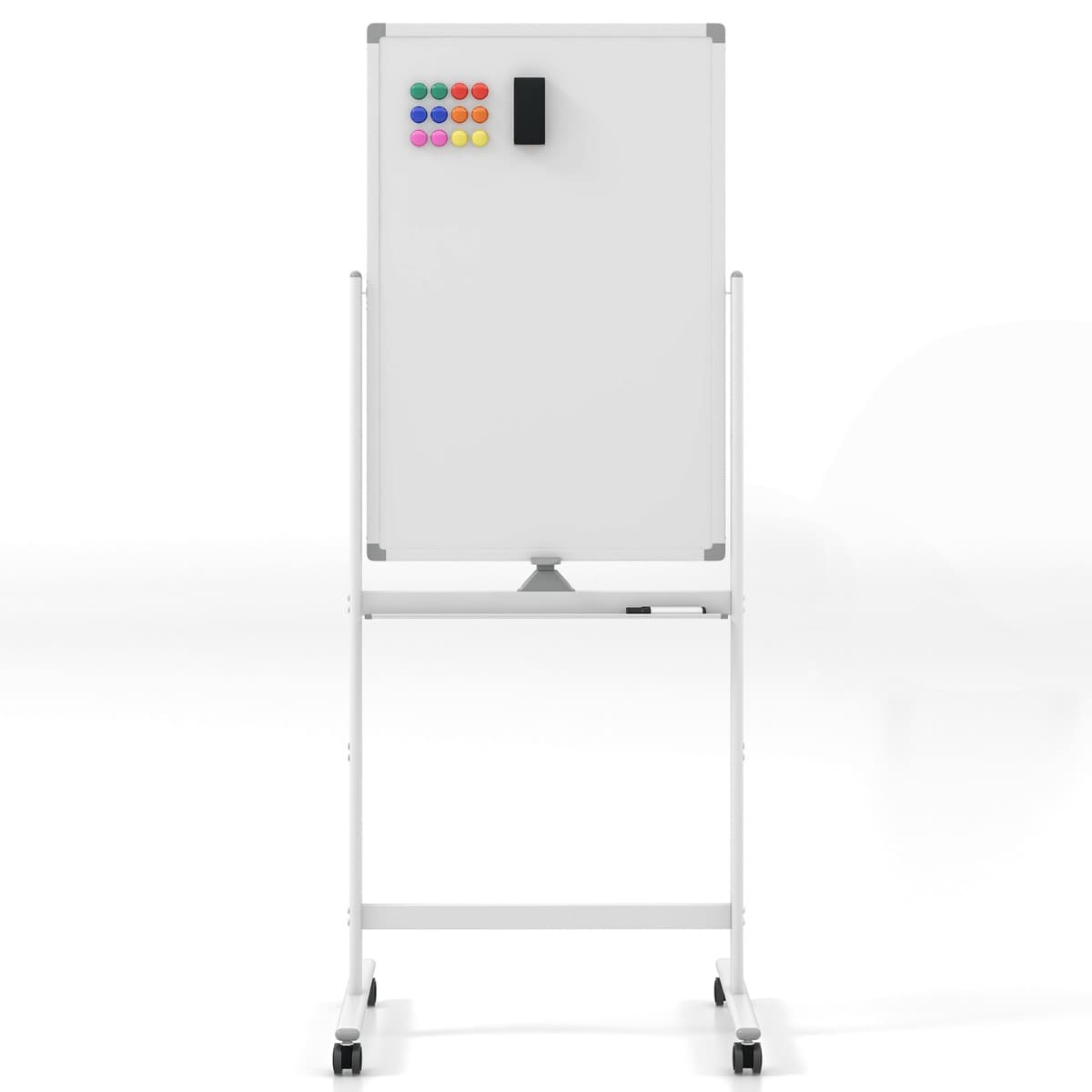Tableau Blanc Mobile Magnétique Double Face 60 x 90 cm Tableau Réversible Effaçable à Sec Hauteur Ré